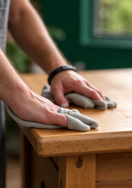 Restaurierter Holzstuhl mit natürlichen Ölen